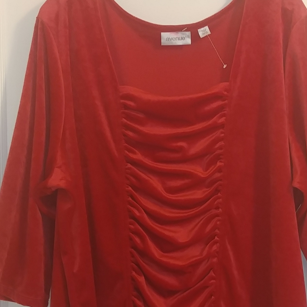 NWOT Red Velvet Ruched Top